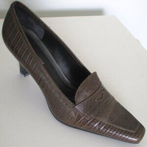 Etienne Aigner Womens Brown Snake Leather Penny w/2.75" Heel - Size 8.5M